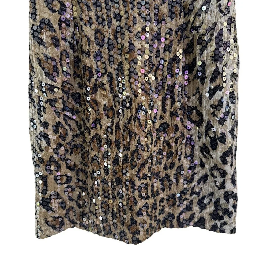 Vintage Chetta B Leopard Sequin Cocktail Dress Bergdorf Goodman Womens Size 4 - Picture 4 of 7
